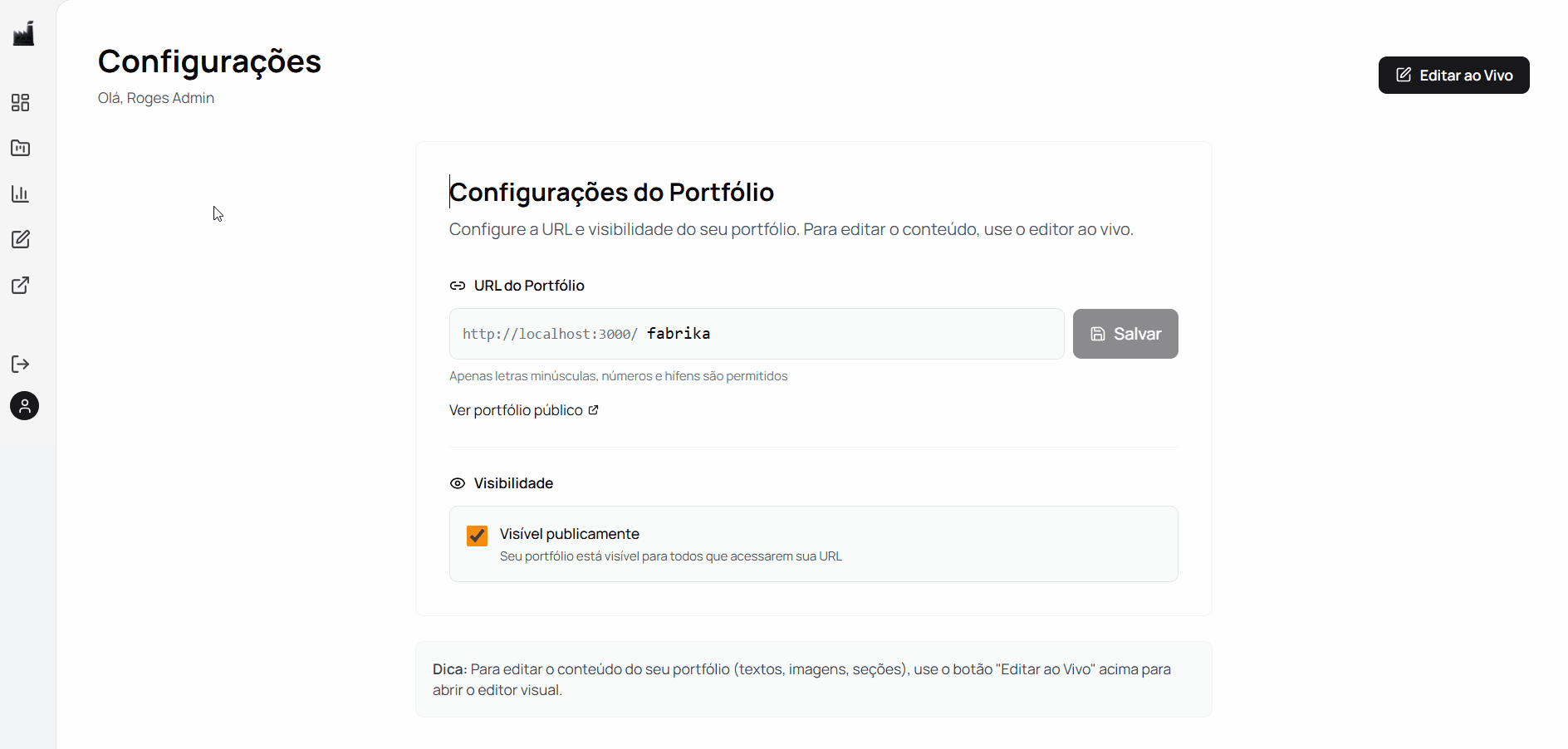 Facilidade - Editor drag-and-drop